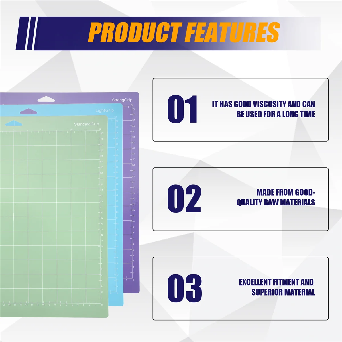 Y17A Cutting Mats for Cricut Maker/Maker 3/Explore 3/ Air 2/Air, 6 Pack(12X12 Inch, Standard Grip/Light Grip/Strong Grip)
Y17A Cutting Mats for Cricut Maker/Maker 3/Explore 3/ Air 2/Air, 6 Pack(12X12 Inch, Standard Grip/Light Grip/Strong Grip)