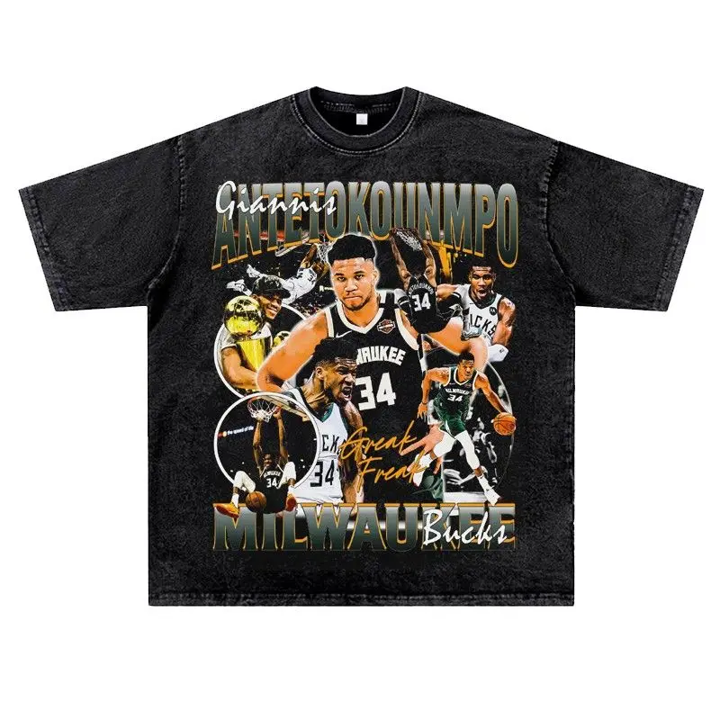 Yannis Round Neck American Basketball Star Short Sleeved Loose Sports Hip-hop Retro T-shirt Made of Pure Cotton with Half Sleeve
Yannis Round Neck American Basketball Star Short Sleeved Loose Sports Hip-hop Retro T-shirt Made of Pure Cotton with Half Sleeve
