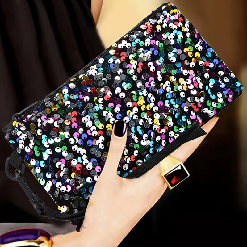 Ladies' sequined wallet handbag, long style, zipper mobile phone bag, change purse, wrist bag
Ladies' sequined wallet handbag, long style, zipper mobile phone bag, change purse, wrist bag