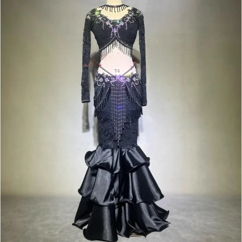 Belly Dance Performance Set Customized Sexy Lace Top+Sexy Fishtail Skirt 2pcs Adults and Children Dancer Competition Costumes
Belly Dance Performance Set Customized Sexy Lace Top+Sexy Fishtail Skirt 2pcs Adults and Children Dancer Competition Costumes