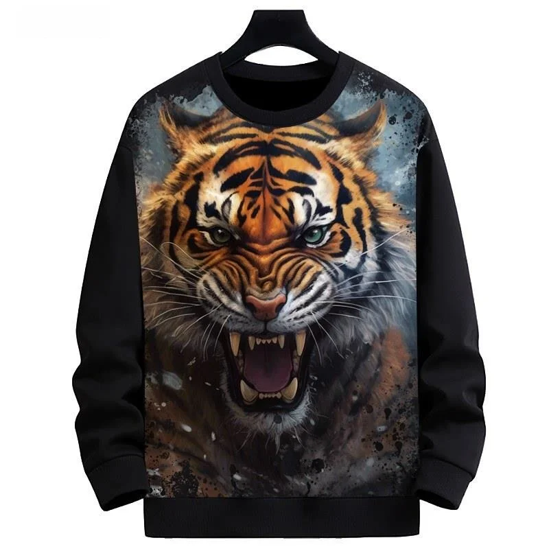 New Tiger Pattern 3D Digital Print Loose Men's round Neck Sweatshirt Fleece Lined Fashionable Polyester Fiber Basic Style
New Tiger Pattern 3D Digital Print Loose Men's round Neck Sweatshirt Fleece Lined Fashionable Polyester Fiber Basic Style