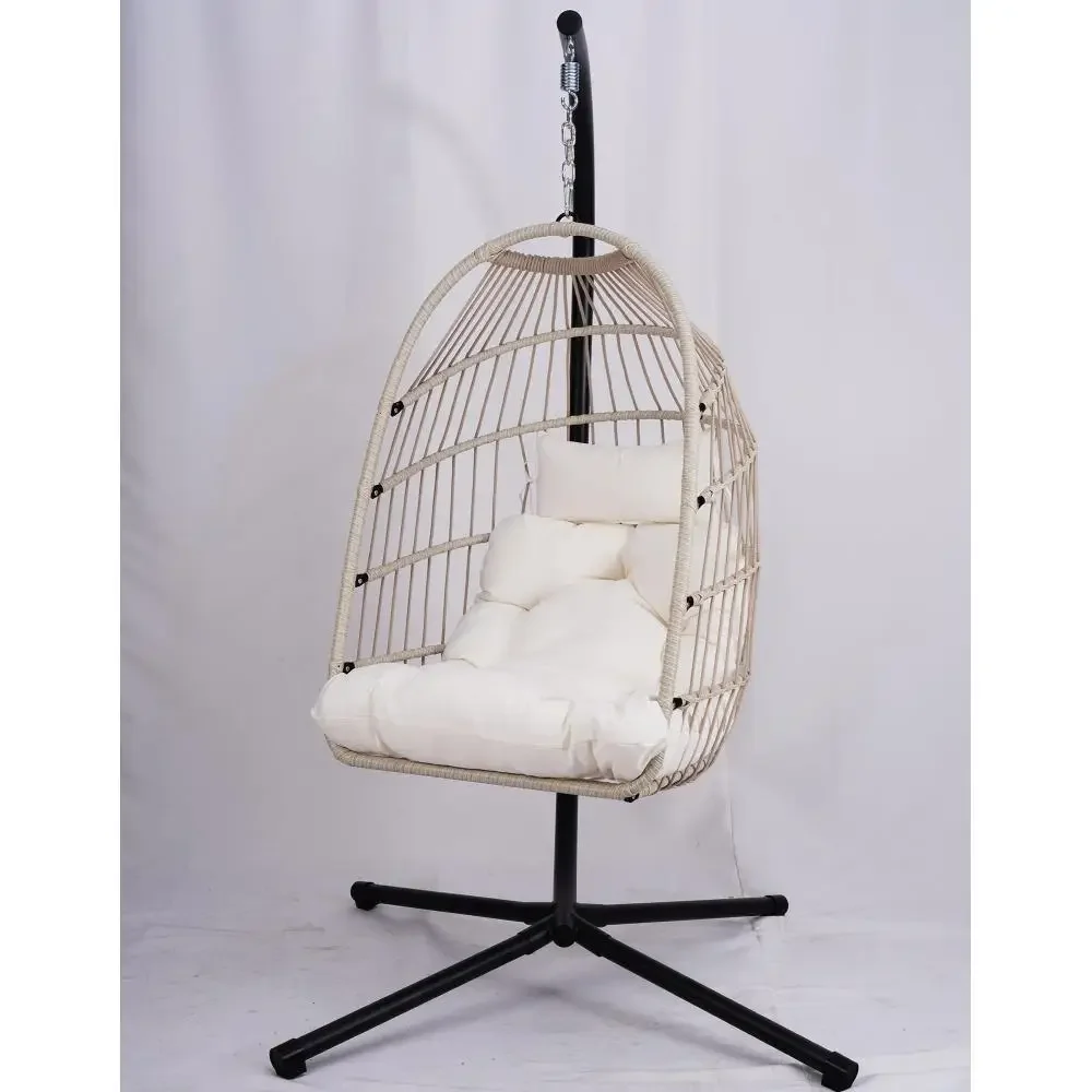 Outdoor Egg Hanging With Stand, Patio Wicker Swing Egg Indoor Swinging Outdoor Hammock Egg Off-white
Outdoor Egg Hanging With Stand, Patio Wicker Swing Egg Indoor Swinging Outdoor Hammock Egg Off-white