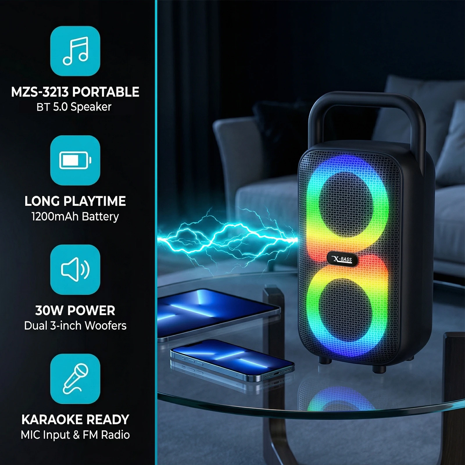BT Speaker Portable Handle TWS Pairing Loud Stereo Sound Wireless Boombox with Subwoofer for Party Outdoor Camping Backyard
BT Speaker Portable Handle TWS Pairing Loud Stereo Sound Wireless Boombox with Subwoofer for Party Outdoor Camping Backyard