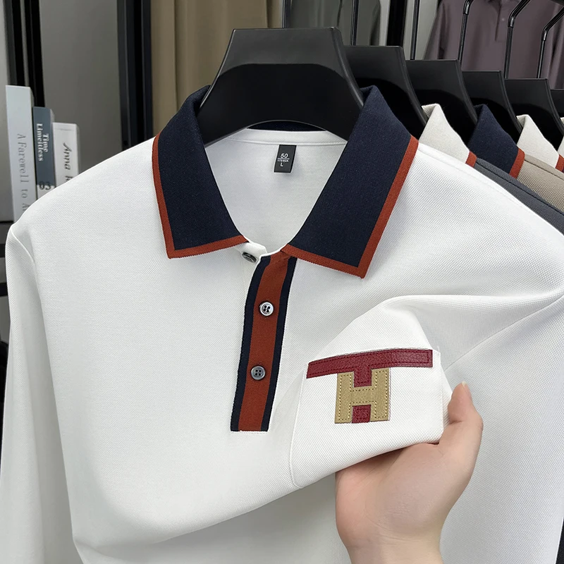 Original Design Quality Men's Polo Shirt Pocket Leather Label Craftsmanship Exquisite Autumn Lapel T-Shirt Business Menswear Top
Original Design Quality Men's Polo Shirt Pocket Leather Label Craftsmanship Exquisite Autumn Lapel T-Shirt Business Menswear Top