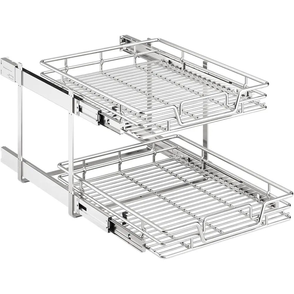 2-Tier Kitchen Cabinet Pull Out Shel and Der Organizer Slide Out Pantry Storaqe Basket in Multiple Sizes (18" W x 21" D)
2-Tier Kitchen Cabinet Pull Out Shel and Der Organizer Slide Out Pantry Storaqe Basket in Multiple Sizes (18" W x 21" D)