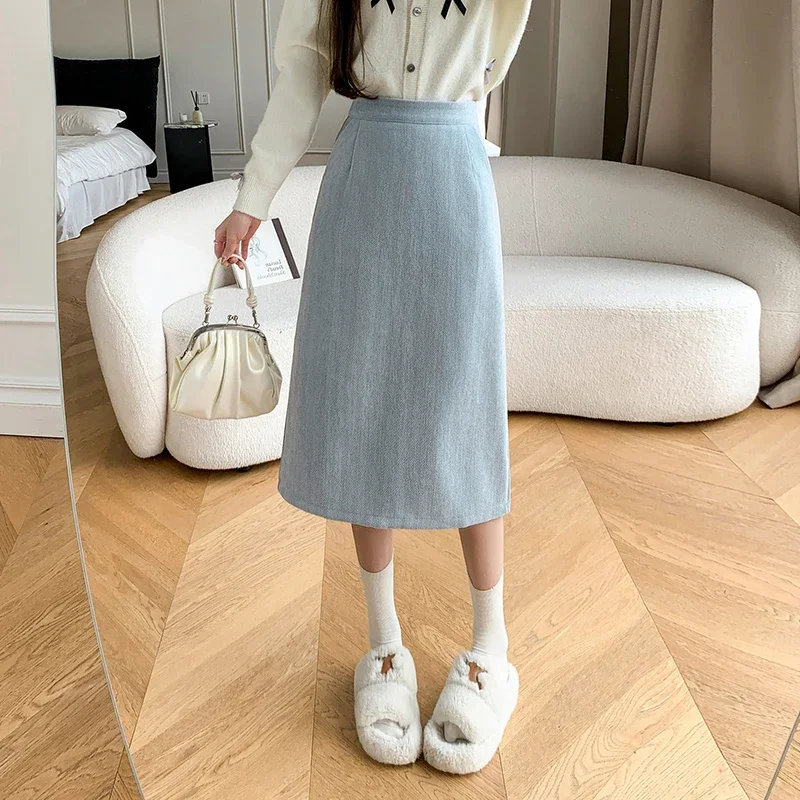 Korean Style Fashion High Waist A-line Midi-length Woolen Skirts Women New Autumn Winter Wool Blend Skirt Woman Casual Skirt
Korean Style Fashion High Waist A-line Midi-length Woolen Skirts Women New Autumn Winter Wool Blend Skirt Woman Casual Skirt