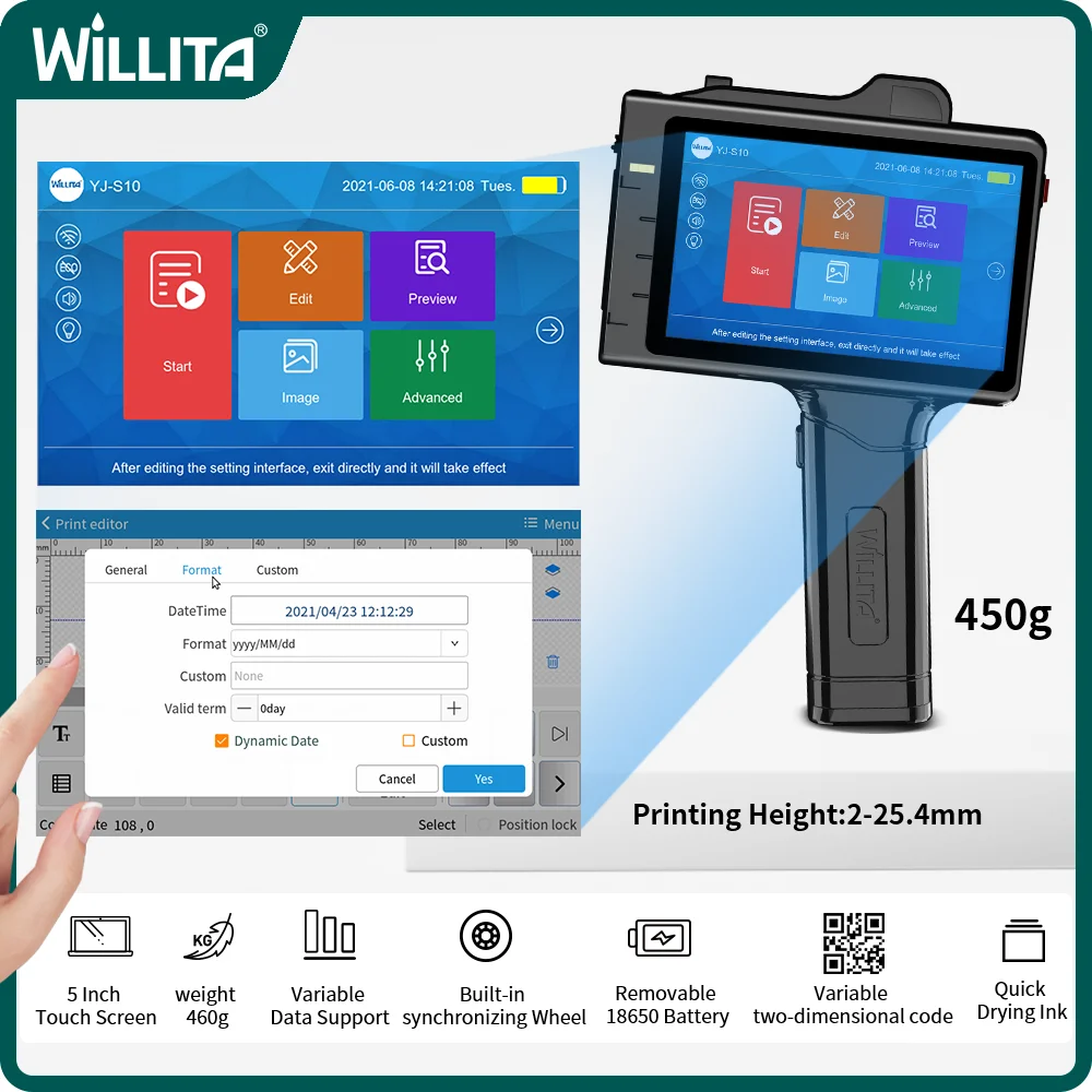 25.4mm Portable Handheld Inkjet Printer QR Barcode Batch Number Letters Logo Expiry Date Printer Gun With Fast Dry Ink Cartridge
25.4mm Portable Handheld Inkjet Printer QR Barcode Batch Number Letters Logo Expiry Date Printer Gun With Fast Dry Ink Cartridge