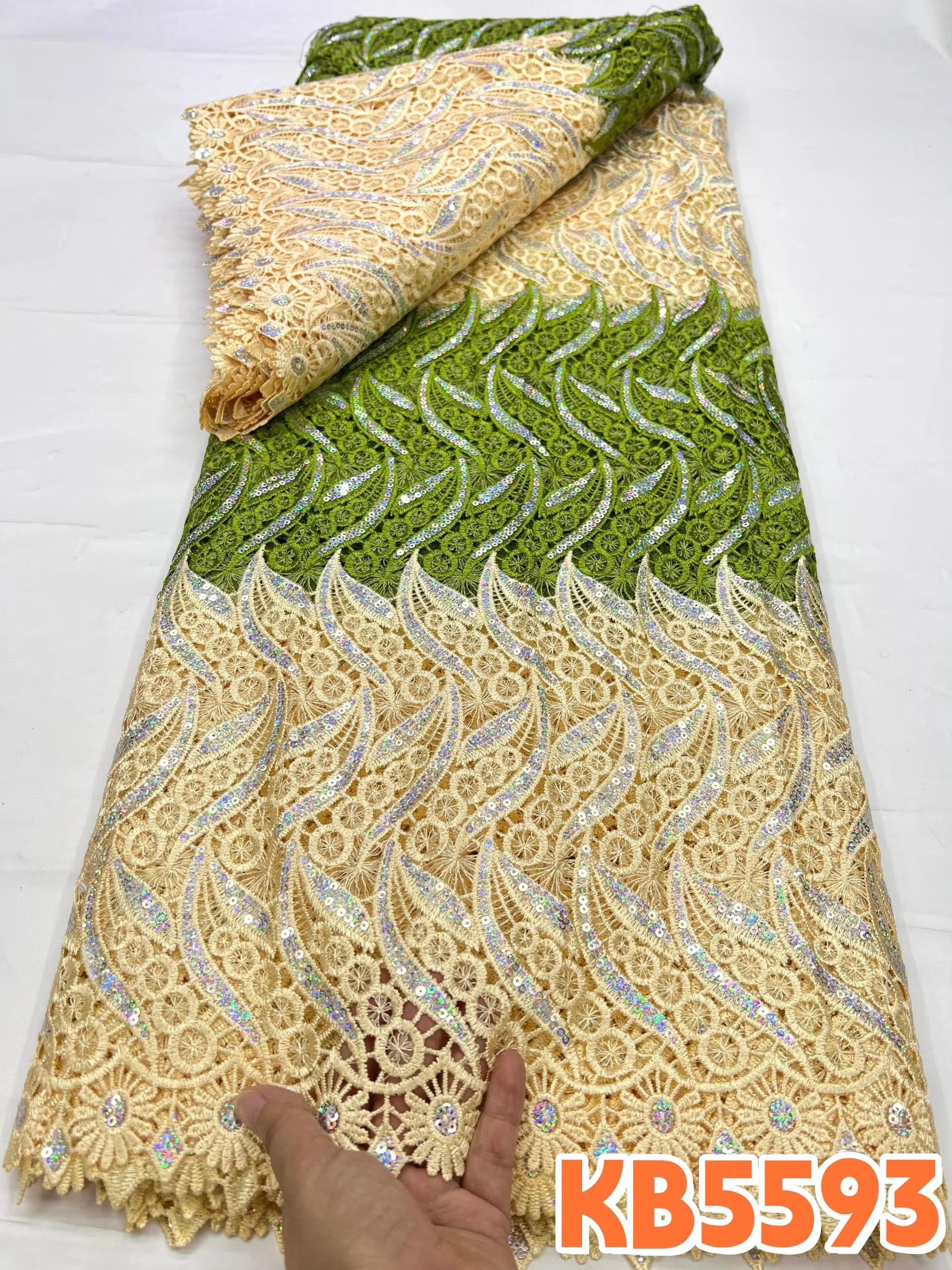 YALISI African Sequence French Mesh Gold Sequins Cord Guipure Lace Fabrics for Wedding Dress Sewing Tulle Lace Fabric KB5593
YALISI African Sequence French Mesh Gold Sequins Cord Guipure Lace Fabrics for Wedding Dress Sewing Tulle Lace Fabric KB5593