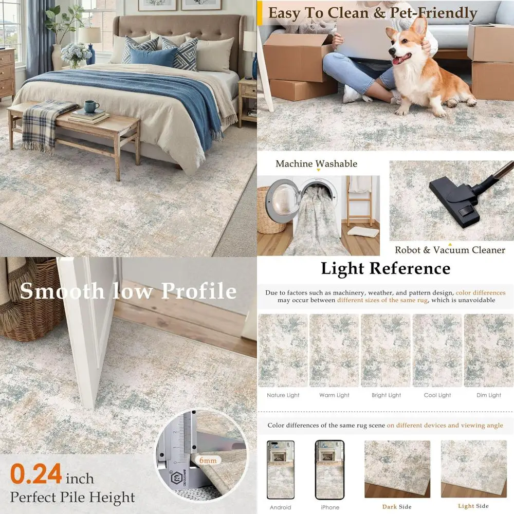 Beige & Blue Abstract Area Rug: Modern Low Pile, Machine Washable Carpet for Home & Office
Beige & Blue Abstract Area Rug: Modern Low Pile, Machine Washable Carpet for Home & Office