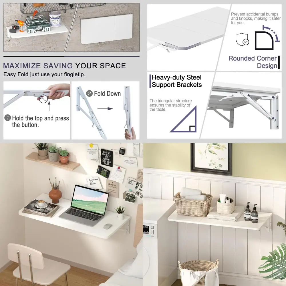 Space-Saving White Folding Wall Desk with Strong Brackets for Laundry, Kitchen, and Office Use
Space-Saving White Folding Wall Desk with Strong Brackets for Laundry, Kitchen, and Office Use