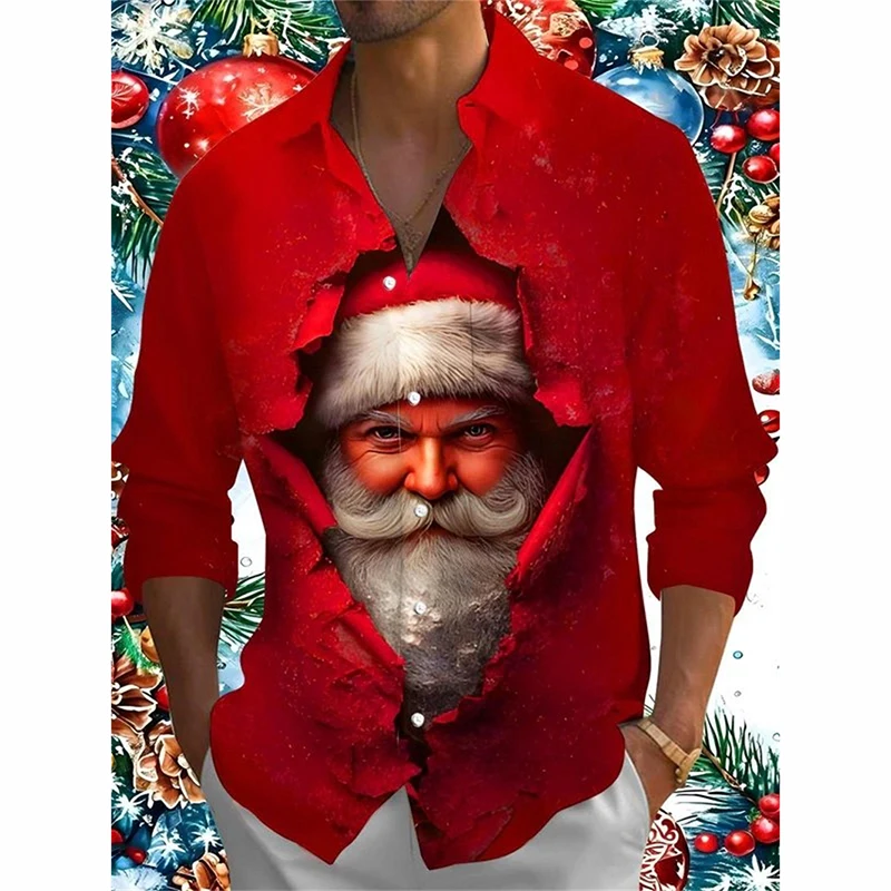 Surprising Santa Claus Funny Print Christmas Button Shirt For Men Christmas New Year Party Holiday Long Sleeve Shirt New Trend
Surprising Santa Claus Funny Print Christmas Button Shirt For Men Christmas New Year Party Holiday Long Sleeve Shirt New Trend