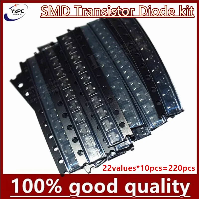 22values*10pcs=220pcs SMD Transistor Diode Assortment Kit D882 B772 XC6206P332MR 662K 78L05 BC847C SS8550 SS8050 BC846B 2N7002
22values*10pcs=220pcs SMD Transistor Diode Assortment Kit D882 B772 XC6206P332MR 662K 78L05 BC847C SS8550 SS8050 BC846B 2N7002