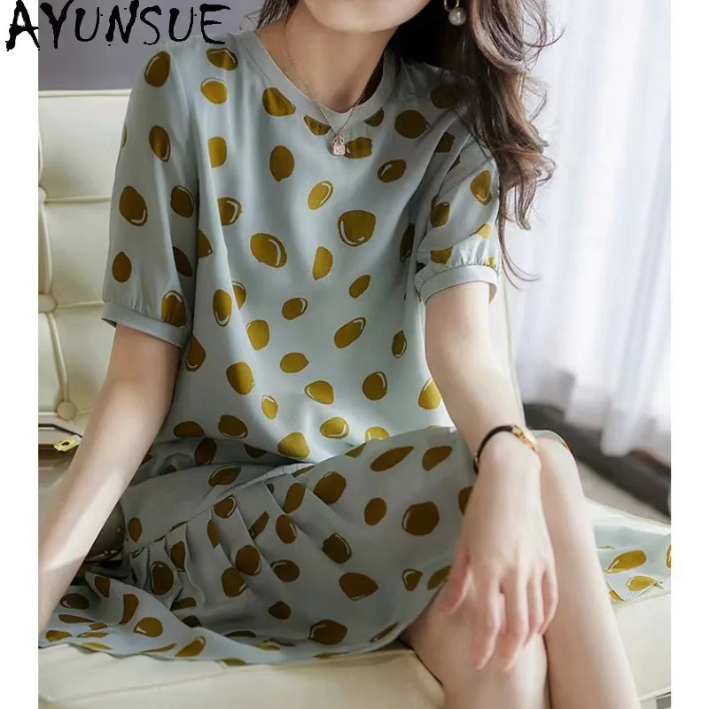 AYUNSUE Real Silk Dresses for Women French Polka Dot Pleated Dress Casual Stylish Summer Dresses 2026 Woman Clothes Robe Femme
AYUNSUE Real Silk Dresses for Women French Polka Dot Pleated Dress Casual Stylish Summer Dresses 2026 Woman Clothes Robe Femme