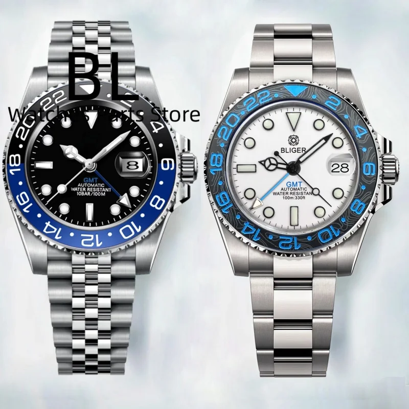 BLIGER 40mm Customizable Logo Blue GMT Watch For Men Black White Dial Green Luminous Sapphire Glass Waterproof Reloj Hombre Date
BLIGER 40mm Customizable Logo Blue GMT Watch For Men Black White Dial Green Luminous Sapphire Glass Waterproof Reloj Hombre Date