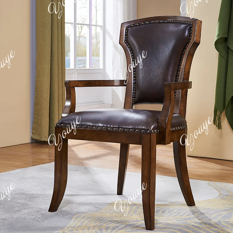 American leather solid wood dining chair with armrest backrest study office book chair simple first layer cowhide leisure
American leather solid wood dining chair with armrest backrest study office book chair simple first layer cowhide leisure