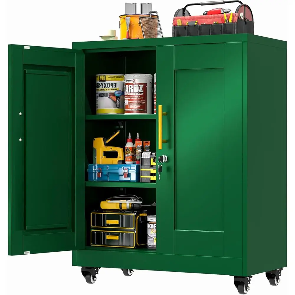 Green 35 Tall Steel Lockable 2-Door Rolling Storage Cabinet with Adjustable Shelves for Garage or Home Office
Green 35 Tall Steel Lockable 2-Door Rolling Storage Cabinet with Adjustable Shelves for Garage or Home Office