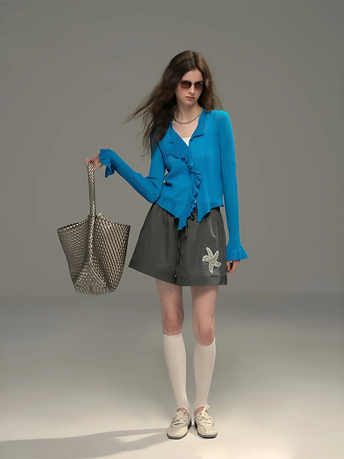 Dark And Lapis Lazuli Blue Knitted Texture Vacation Ruffle Open Cardigan Korean Style Long Sleeve Regular Fit Commute Wind
Dark And Lapis Lazuli Blue Knitted Texture Vacation Ruffle Open Cardigan Korean Style Long Sleeve Regular Fit Commute Wind