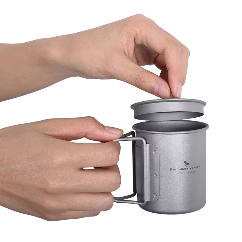 Boundless Voyage Titanium Tea Cup Milk Cola Beer Mug 200ml Tourist Coffee Cup with Lid Ultralight Drinkware with Folding Handle
Boundless Voyage Titanium Tea Cup Milk Cola Beer Mug 200ml Tourist Coffee Cup with Lid Ultralight Drinkware with Folding Handle
