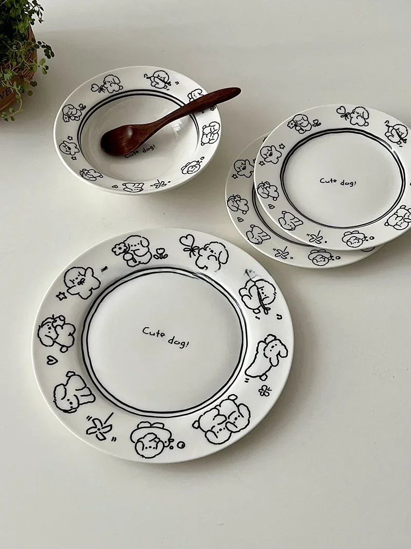 Cute Little Dog Bone Ceramic Plate Salad Yogurt Bowl Dining Utensils Sugar Miss Trendy Cartoon Style Korean Version Home Use
Cute Little Dog Bone Ceramic Plate Salad Yogurt Bowl Dining Utensils Sugar Miss Trendy Cartoon Style Korean Version Home Use