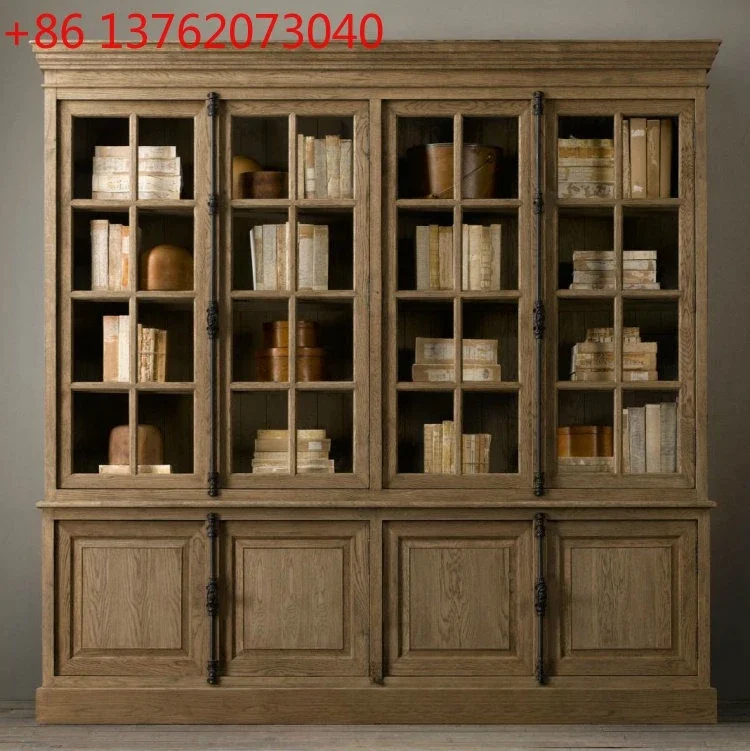 French retro solid wood wine cabinet American country living room wall glass display cabinet storage cabinet
French retro solid wood wine cabinet American country living room wall glass display cabinet storage cabinet