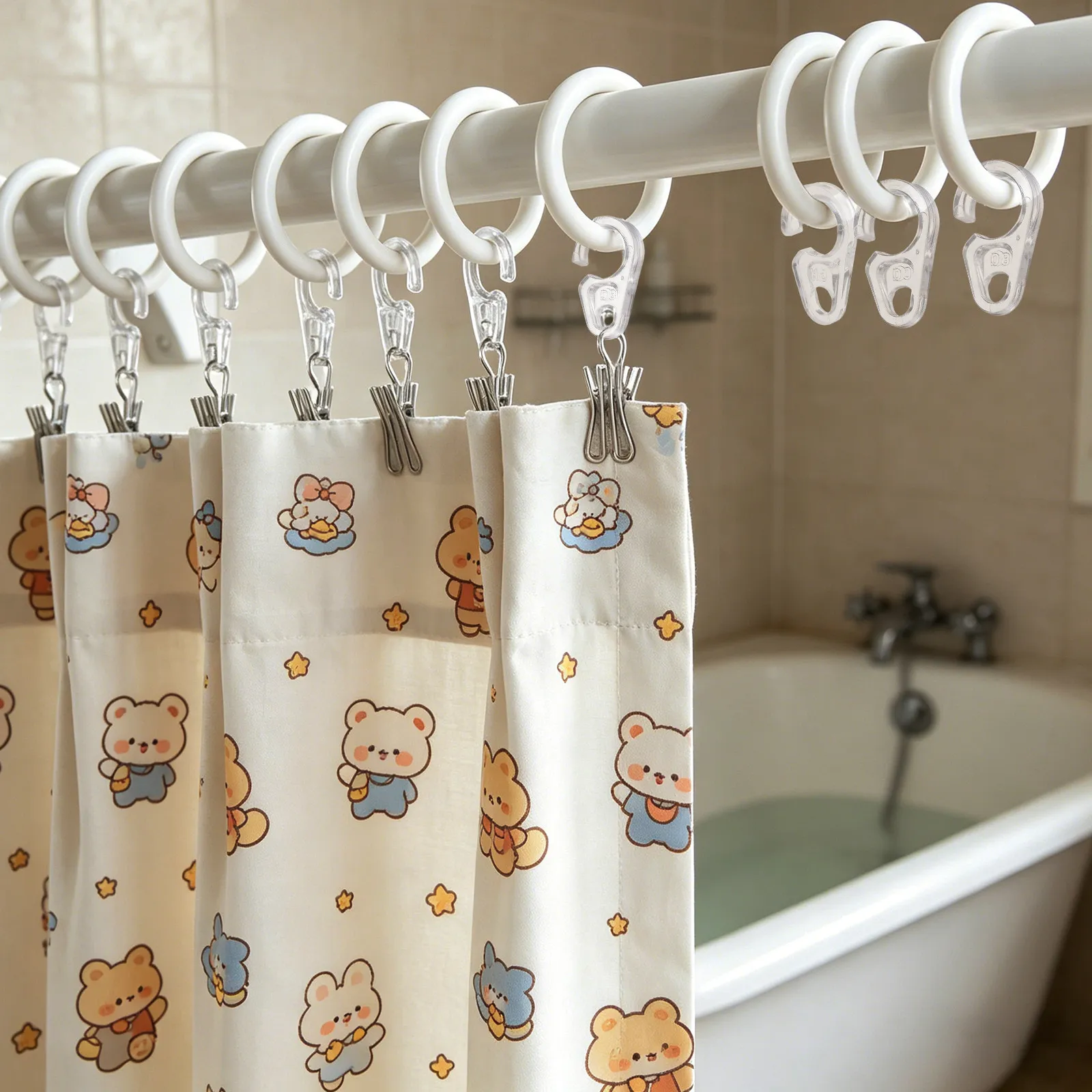 30pcs Curtain Rings Flexible Curtain Hooks For Wood And Metal Rings Plastic Hanging Invisible Design For Home Decor Window Rod
30pcs Curtain Rings Flexible Curtain Hooks For Wood And Metal Rings Plastic Hanging Invisible Design For Home Decor Window Rod