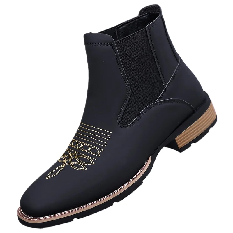 Men's Black Retro Suede Chelsea Ankle Boots Handcrafted with Artisan Embroidered Stitch Detail Casual Fashion Daily Wear Footwea
Men's Black Retro Suede Chelsea Ankle Boots Handcrafted with Artisan Embroidered Stitch Detail Casual Fashion Daily Wear Footwea