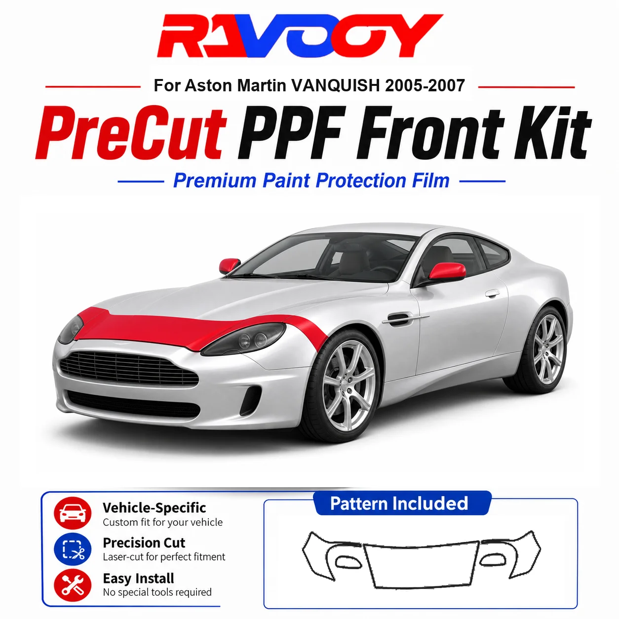 8.5mil TPU Precut PPF Kit For Aston Martin VANQUISH 2005-2007 - Hood, Fenders & Mirror Set - Self-Healing Clear Bra Film
8.5mil TPU Precut PPF Kit For Aston Martin VANQUISH 2005-2007 - Hood, Fenders & Mirror Set - Self-Healing Clear Bra Film
