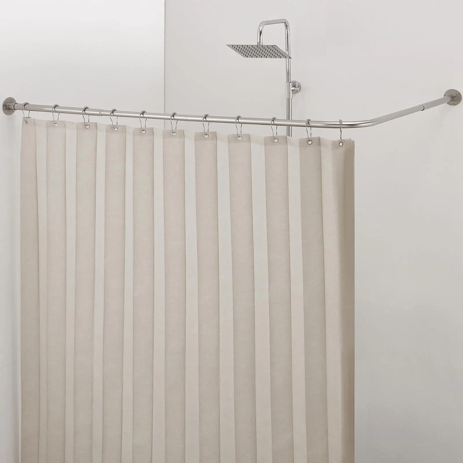 Adjustable L-Shaped Corner Shower Curtain Rod 24-53 Inches With 12 Hooks Brushed Nickel
Adjustable L-Shaped Corner Shower Curtain Rod 24-53 Inches With 12 Hooks Brushed Nickel