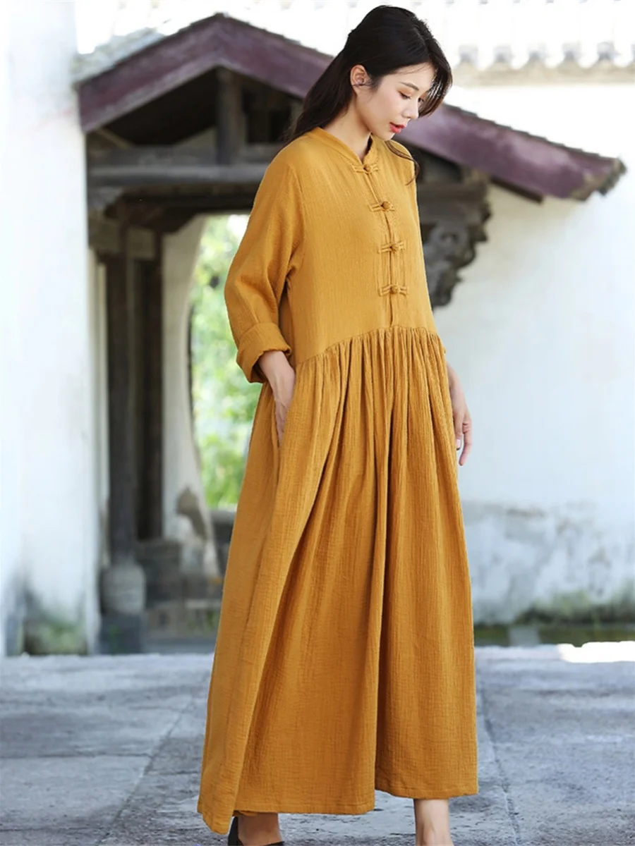 Chinese Style Cotton Linen Long Maxi Dresses Casual Loose Dress Summer Women's Boho Vintage A-line Dress Plus Size
Chinese Style Cotton Linen Long Maxi Dresses Casual Loose Dress Summer Women's Boho Vintage A-line Dress Plus Size