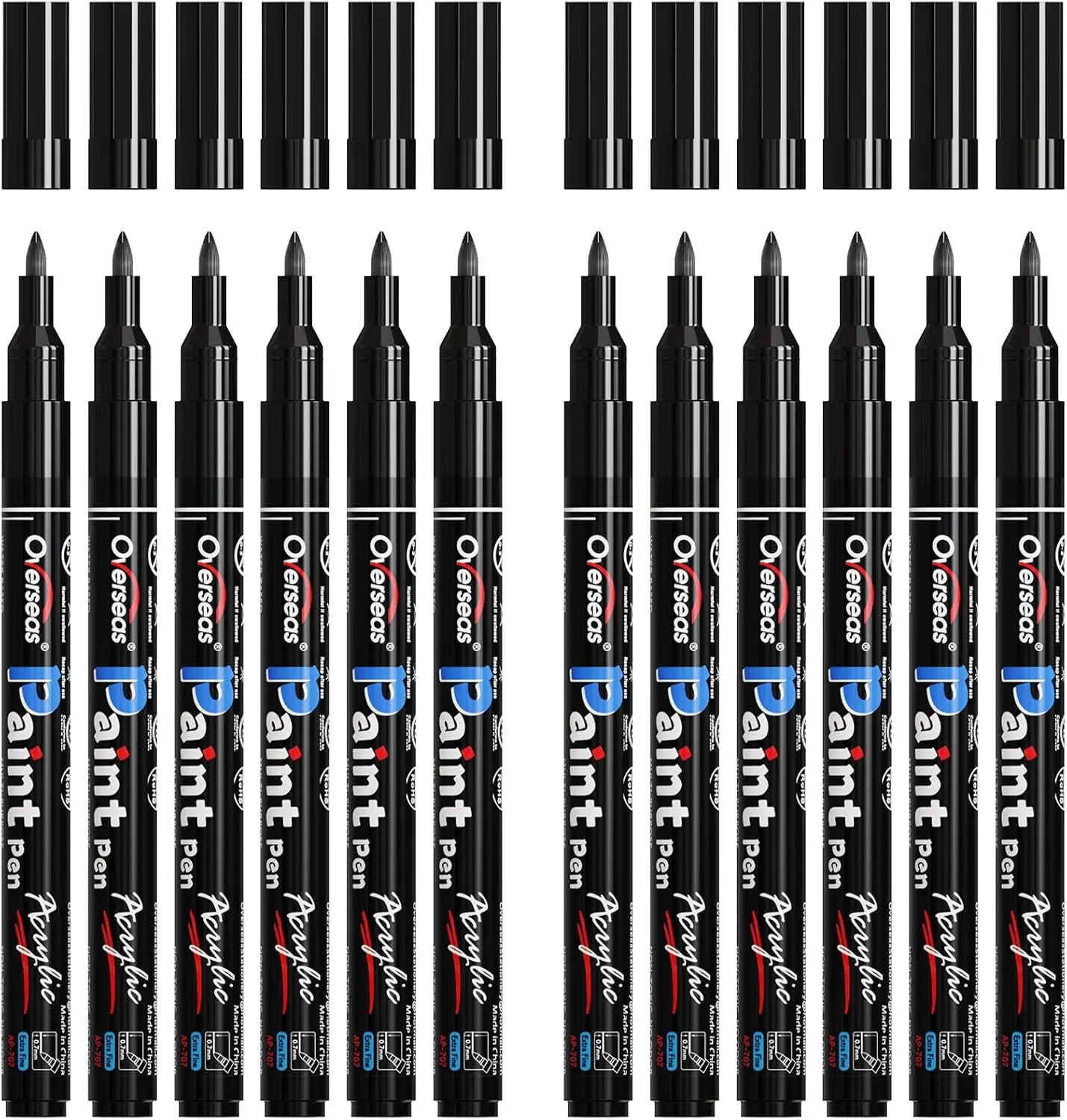 12 Pack Acrylic Paint Markers - Black Permanent, Extra Fine Tip, Waterproof for Wood, Metal, Glass, Canvas
12 Pack Acrylic Paint Markers - Black Permanent, Extra Fine Tip, Waterproof for Wood, Metal, Glass, Canvas