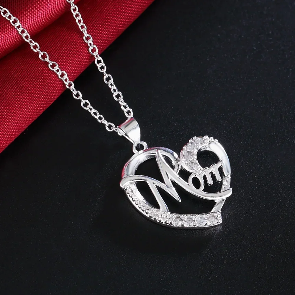 45cm Charms 925 Sterling Silver Elegant MOM Crystal Heart Pendant Necklace for Women Fashion Fine Luxury Designer Jewelry Gifts
45cm Charms 925 Sterling Silver Elegant MOM Crystal Heart Pendant Necklace for Women Fashion Fine Luxury Designer Jewelry Gifts