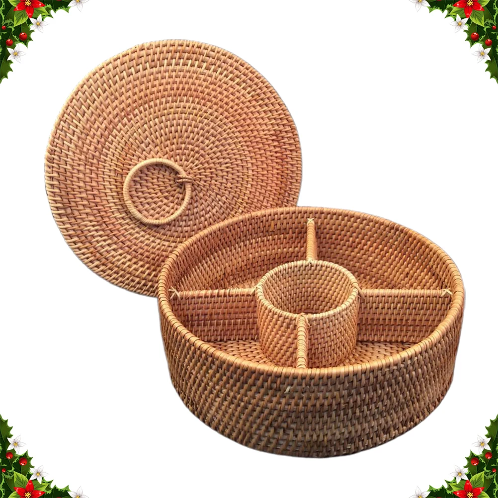 1pc Fruit Basket Premium Rattan Woven Storage 5 Compartment Handmade Baskets For Food Picnic Decoration Bamboo Basket With Lid
1pc Fruit Basket Premium Rattan Woven Storage 5 Compartment Handmade Baskets For Food Picnic Decoration Bamboo Basket With Lid