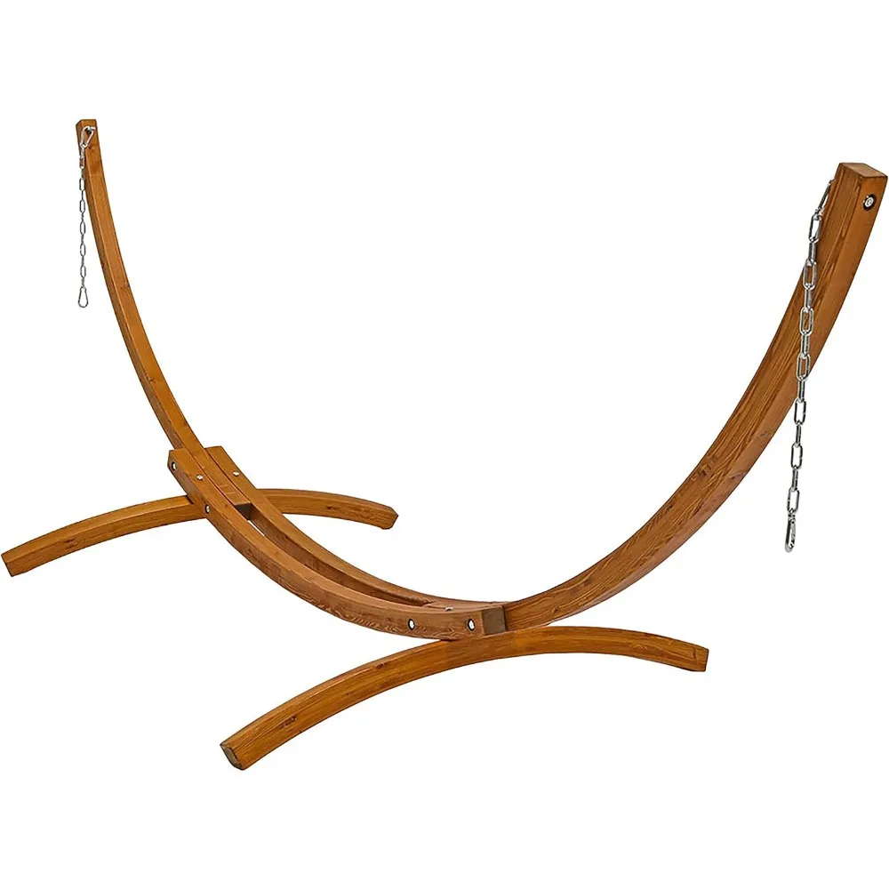 two-person outdoor wooden hammock stand with 12-foot length and 400-pound weight capacity
two-person outdoor wooden hammock stand with 12-foot length and 400-pound weight capacity