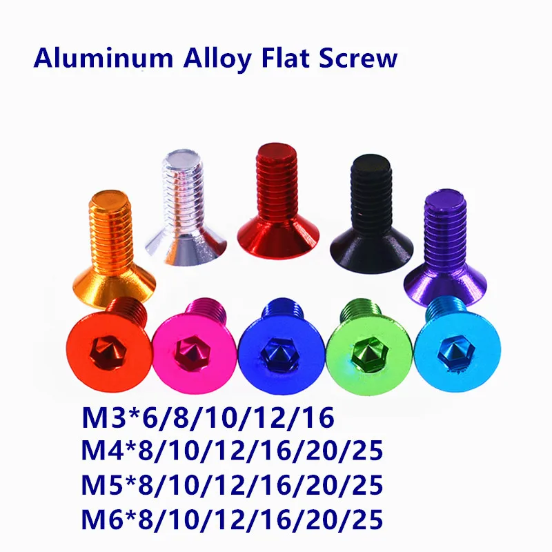 Beicai 10pcs Aluminum Flat Screws M3 M4 M5 M6x6/8/10/12/14/16/20/25 Flat Hex Socket Countersunk Screws Bolts Anodized Colors
Beicai 10pcs Aluminum Flat Screws M3 M4 M5 M6x6/8/10/12/14/16/20/25 Flat Hex Socket Countersunk Screws Bolts Anodized Colors