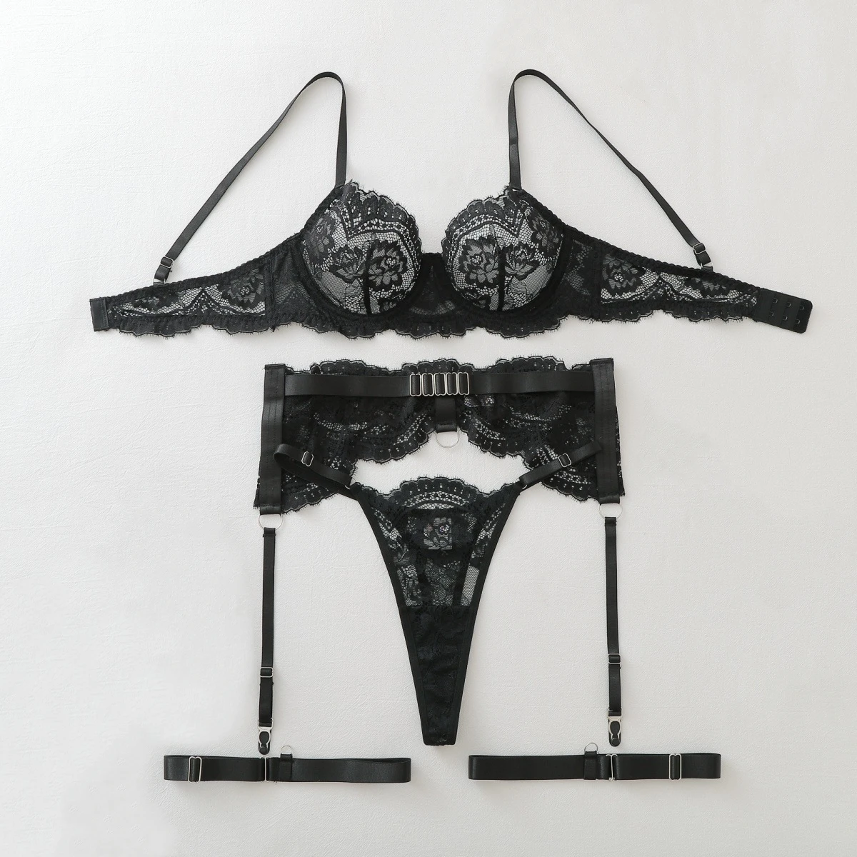 French Style Perspective Lace Splicing Lingerie Set Women's Sexy Fashion Metal Accessories Body Shaping Underwear Bra Split Set
French Style Perspective Lace Splicing Lingerie Set Women's Sexy Fashion Metal Accessories Body Shaping Underwear Bra Split Set