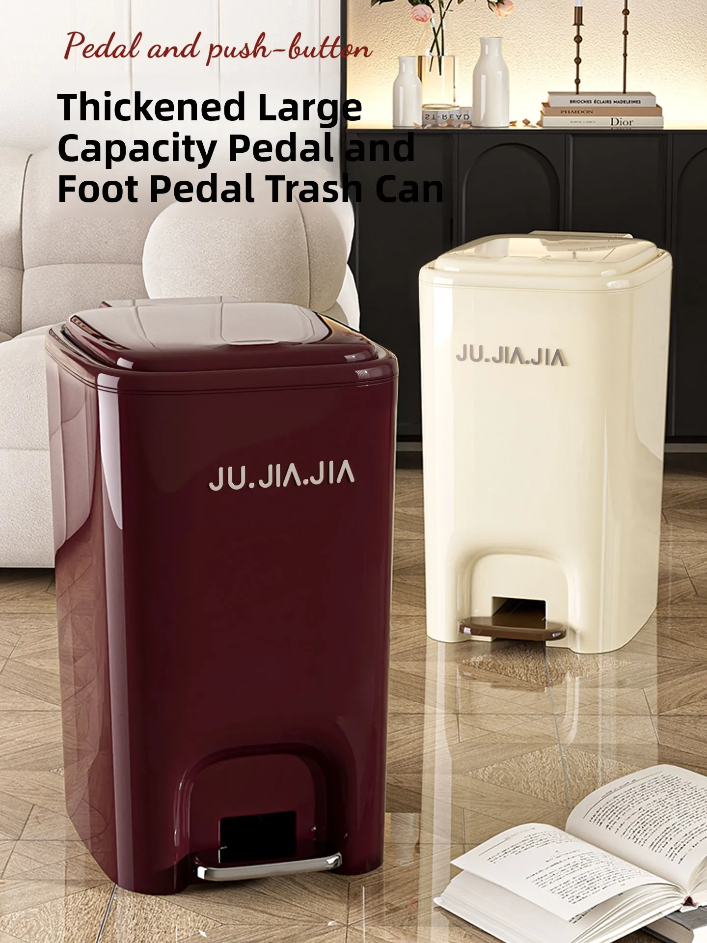 Pedal Operated Trash Can Large Capacity Covered Home Use for Kitchen Bathroom Living Room Luxury Minimalist Style Plastic Bin
Pedal Operated Trash Can Large Capacity Covered Home Use for Kitchen Bathroom Living Room Luxury Minimalist Style Plastic Bin