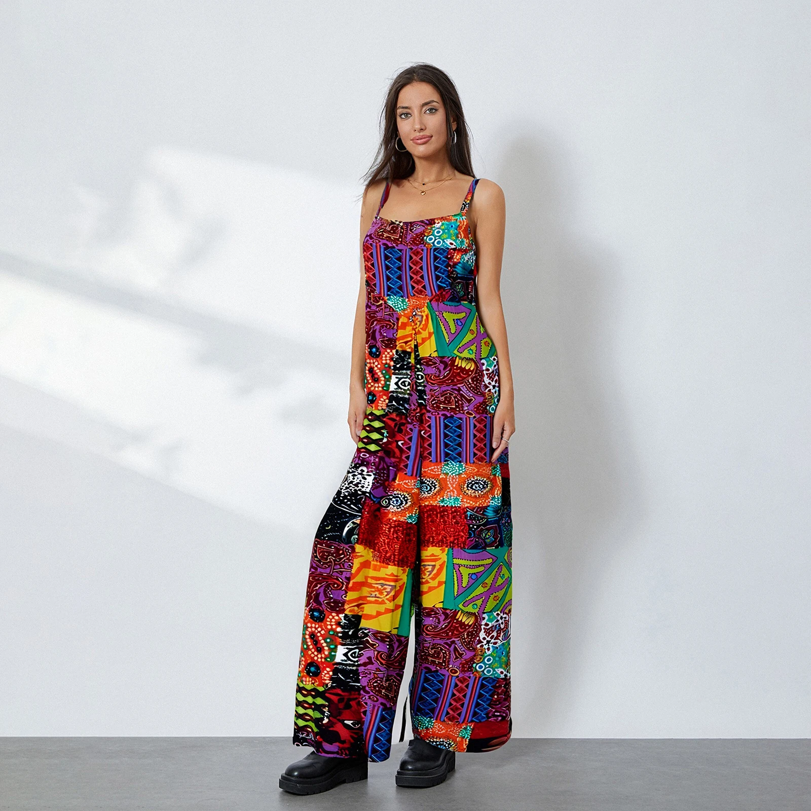 Women Vintage Print Loose Jumpsuits Retro Ethnic Print Sleeveless Spaghetti Strap Summer Wide-Leg Rompers Overalls
Women Vintage Print Loose Jumpsuits Retro Ethnic Print Sleeveless Spaghetti Strap Summer Wide-Leg Rompers Overalls