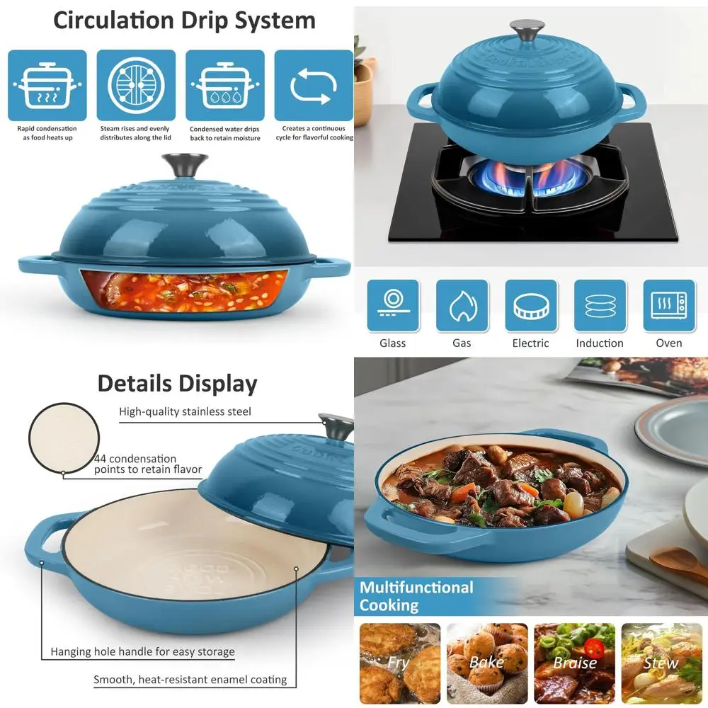 Эмалированная чугунная жаровня (голландская печь) | Овальная антипригарная хлебопечка на 5 кварт, идеально подходит для выпечки хлеба на закваске, батонов и хлеба ручной работы (круглая, синяя)
Эмалированная чугунная жаровня (голландская печь) | Овальная антипригарная хлебопечка на 5 кварт, идеально подходит для выпечки хлеба на закваске, батонов и хлеба ручной работы (круглая, синяя)