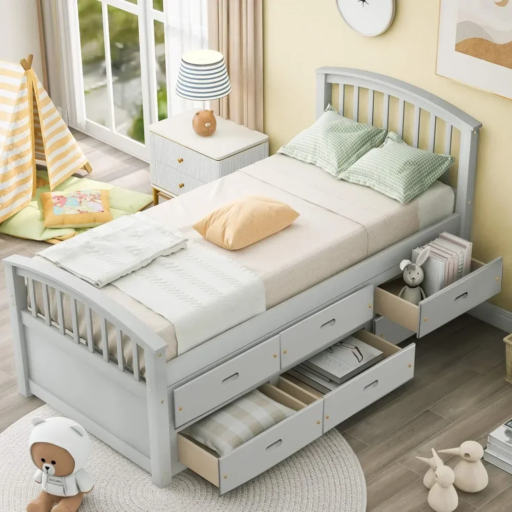 Twin Bed Frame with Storage Drawer Underneath,Captains Bed with Storage,Solid Wood Platform Bed with Headboard for Kids,Teen
Twin Bed Frame with Storage Drawer Underneath,Captains Bed with Storage,Solid Wood Platform Bed with Headboard for Kids,Teen