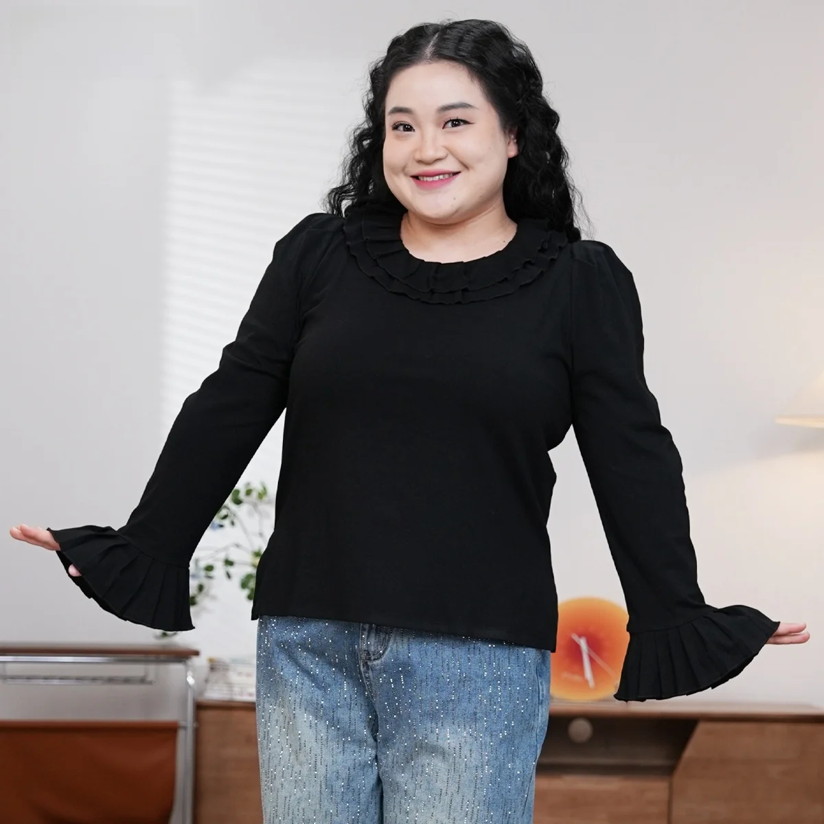 Fuyin Bojie Large Size Sweet Style Long Sleeve T-Shirt Korean Style Lotus Winter Fashion Women's Polyester Top
Fuyin Bojie Large Size Sweet Style Long Sleeve T-Shirt Korean Style Lotus Winter Fashion Women's Polyester Top