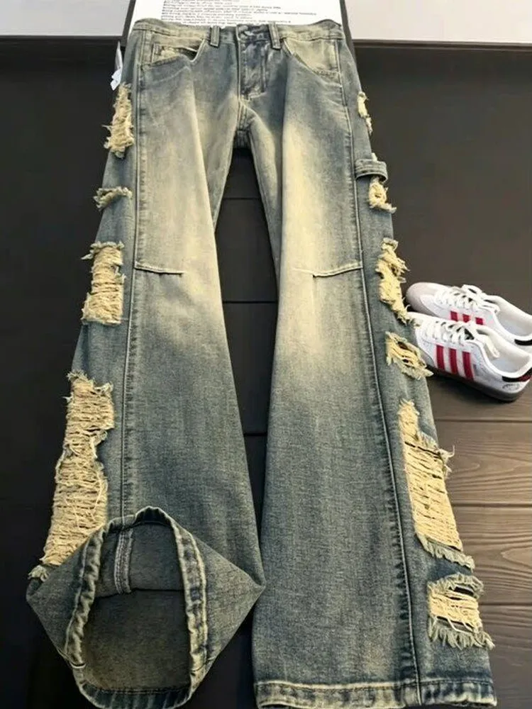 Retro American Washed Men's Jeans Summer Trendy Cool Hole Straight Leg Slimming Flared Pants Casual Wear Youth Popular
Retro American Washed Men's Jeans Summer Trendy Cool Hole Straight Leg Slimming Flared Pants Casual Wear Youth Popular