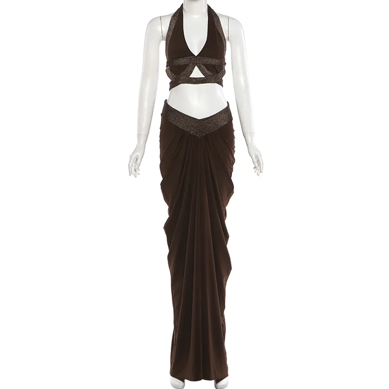 Sexy Backless Woman Two Piece Cropped Top and Long Pleated Skirts Sets 2026 Summer Fashion Slim Sleeveless Party Clubwear Outfit
Sexy Backless Woman Two Piece Cropped Top and Long Pleated Skirts Sets 2026 Summer Fashion Slim Sleeveless Party Clubwear Outfit