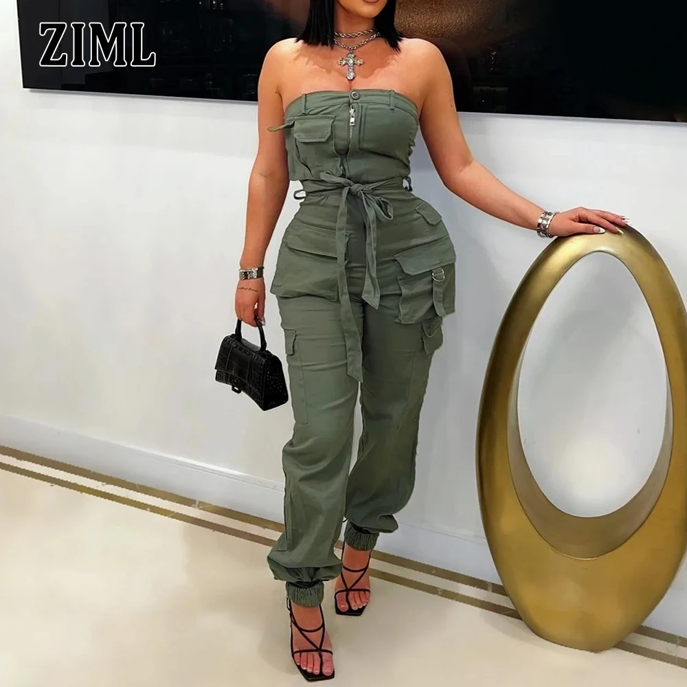 ZIML Solid Backless Slimming Jumpsuit for Women Strapless Sleeveless High Waist Multi Pocket Workwear Jumpsuits Female Autumn
ZIML Solid Backless Slimming Jumpsuit for Women Strapless Sleeveless High Waist Multi Pocket Workwear Jumpsuits Female Autumn