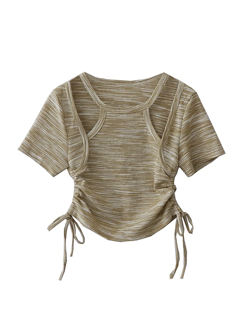 Women's French Sweet Spicy Style Hollow Shoulder Drawstring Strapped Short T-shirts Female Summer Slimming Short-sleeved Tops
Women's French Sweet Spicy Style Hollow Shoulder Drawstring Strapped Short T-shirts Female Summer Slimming Short-sleeved Tops