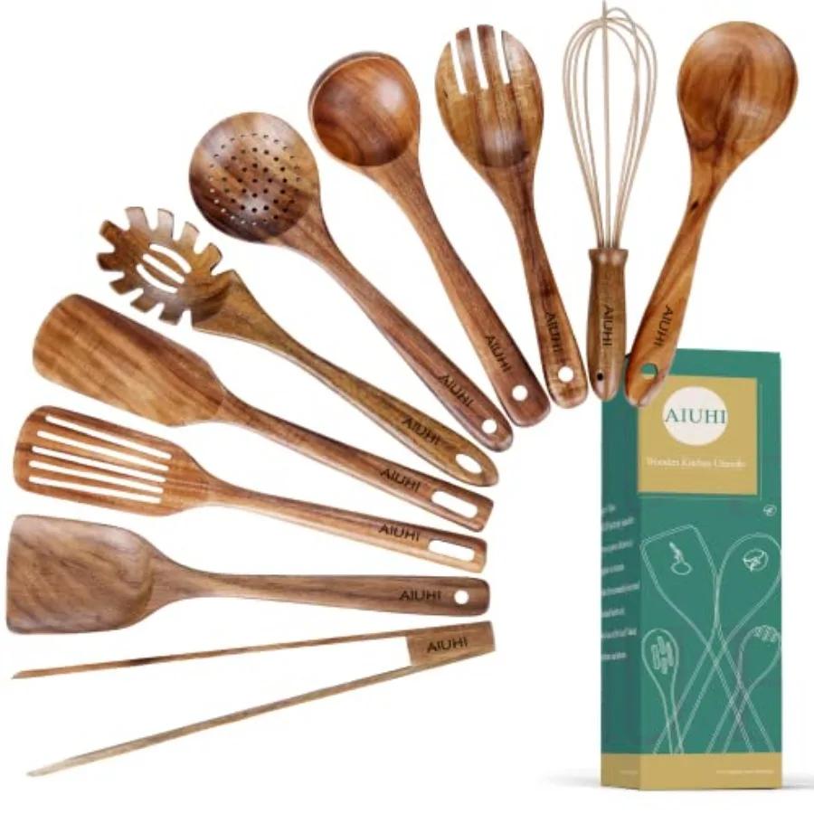 10 Pack Wooden for Cooking Wood Utensil Set for Teak Wooden Spoon for Cooking Non-Stick Spatula Ladle
10 Pack Wooden for Cooking Wood Utensil Set for Teak Wooden Spoon for Cooking Non-Stick Spatula Ladle