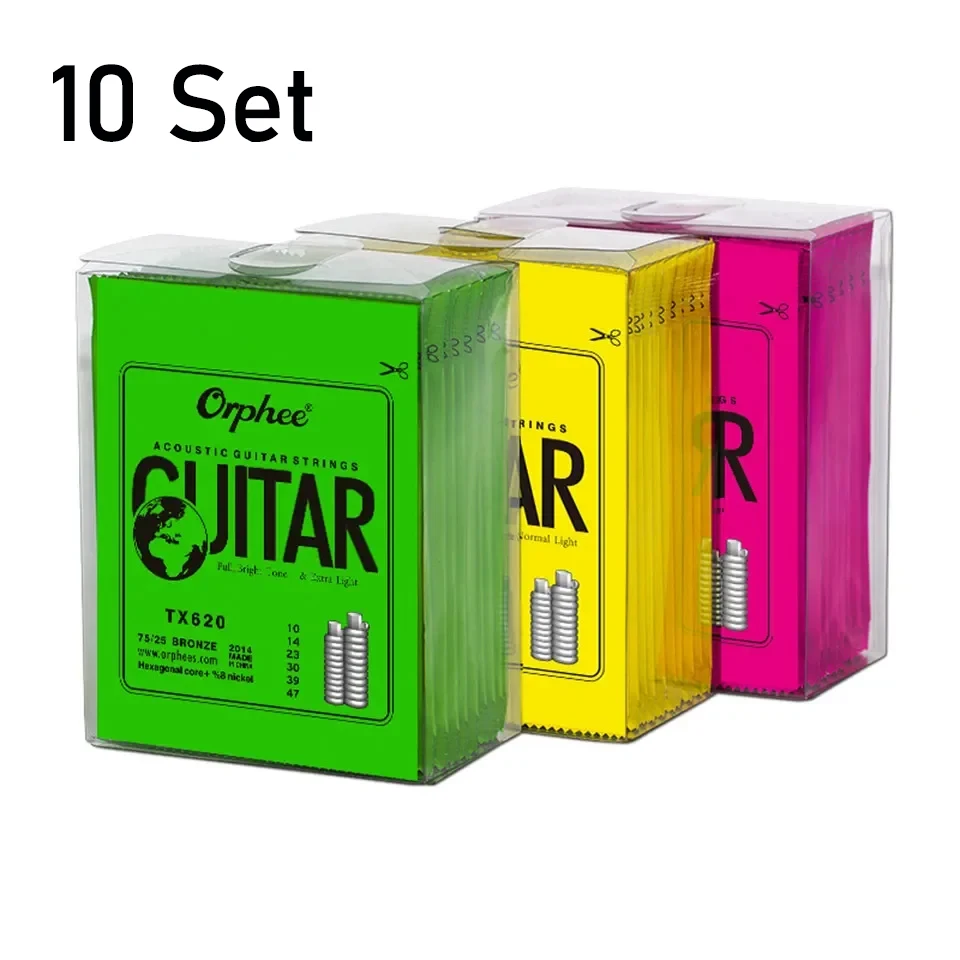 10 Set Acoustic Guitar String Orphee Hexagonal Core+8% Nickel FULL Bronze Bright Profissional Acoustic Guitar String Wholesales
10 Set Acoustic Guitar String Orphee Hexagonal Core+8% Nickel FULL Bronze Bright Profissional Acoustic Guitar String Wholesales