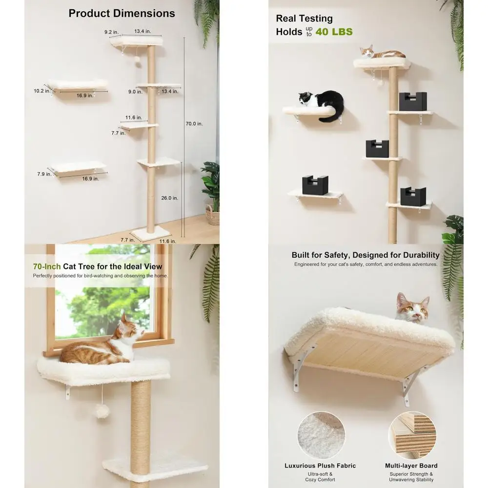 Настенный набор мебели для кошек с когтеточкой и мягкой лежанкой, экономит место, подходит для гипсокартона - Бежевый
Настенный набор мебели для кошек с когтеточкой и мягкой лежанкой, экономит место, подходит для гипсокартона - Бежевый