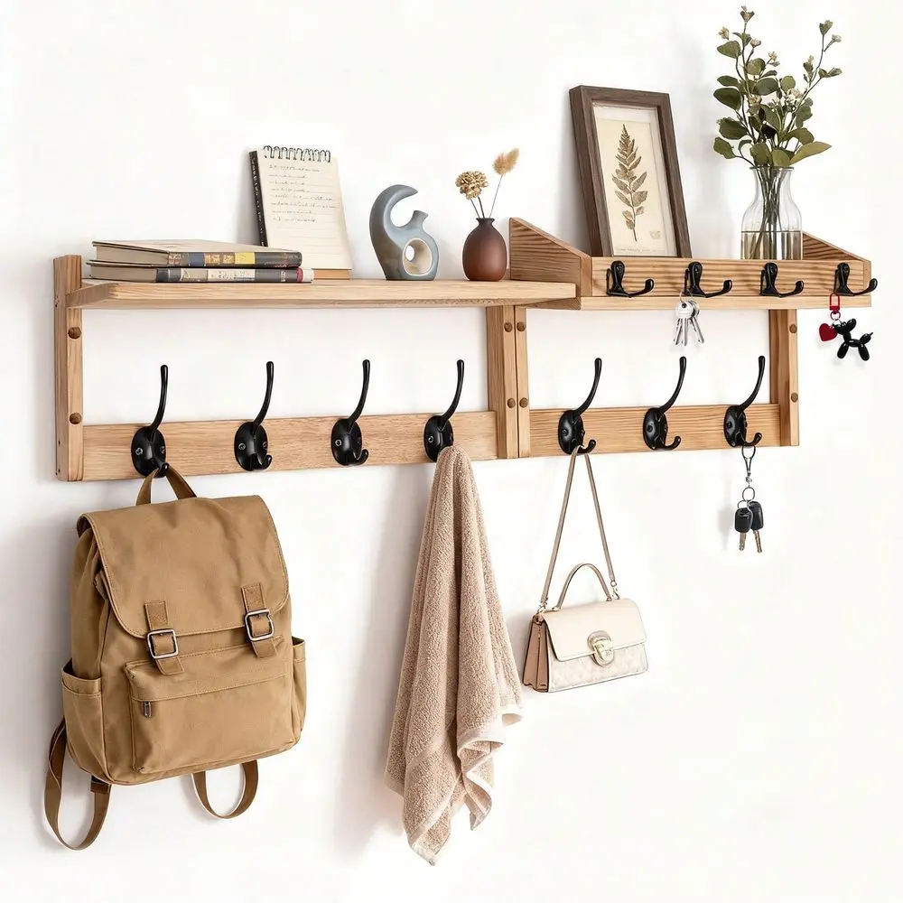Coat Rack Wall Mount With Shelf, 4 In 1 Coat And Key Hanger With 11 Metal Hooks, Entryway Wall Mounted Shelf With Mail Holder F
Coat Rack Wall Mount With Shelf, 4 In 1 Coat And Key Hanger With 11 Metal Hooks, Entryway Wall Mounted Shelf With Mail Holder F