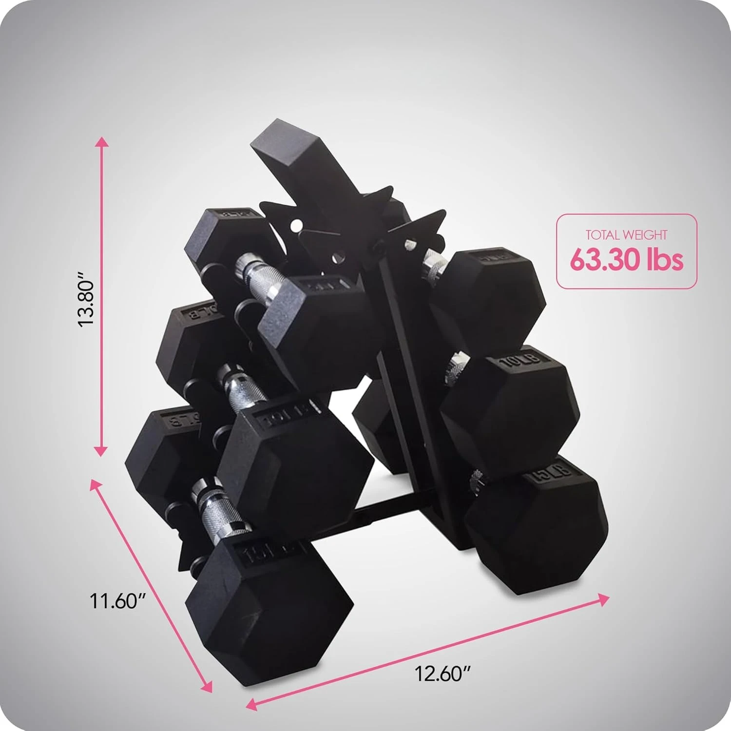 Hexagonal Dumbbell Set with Storage Rack, Durable Hand Weights for Home & Gym Fitness Training, Customized