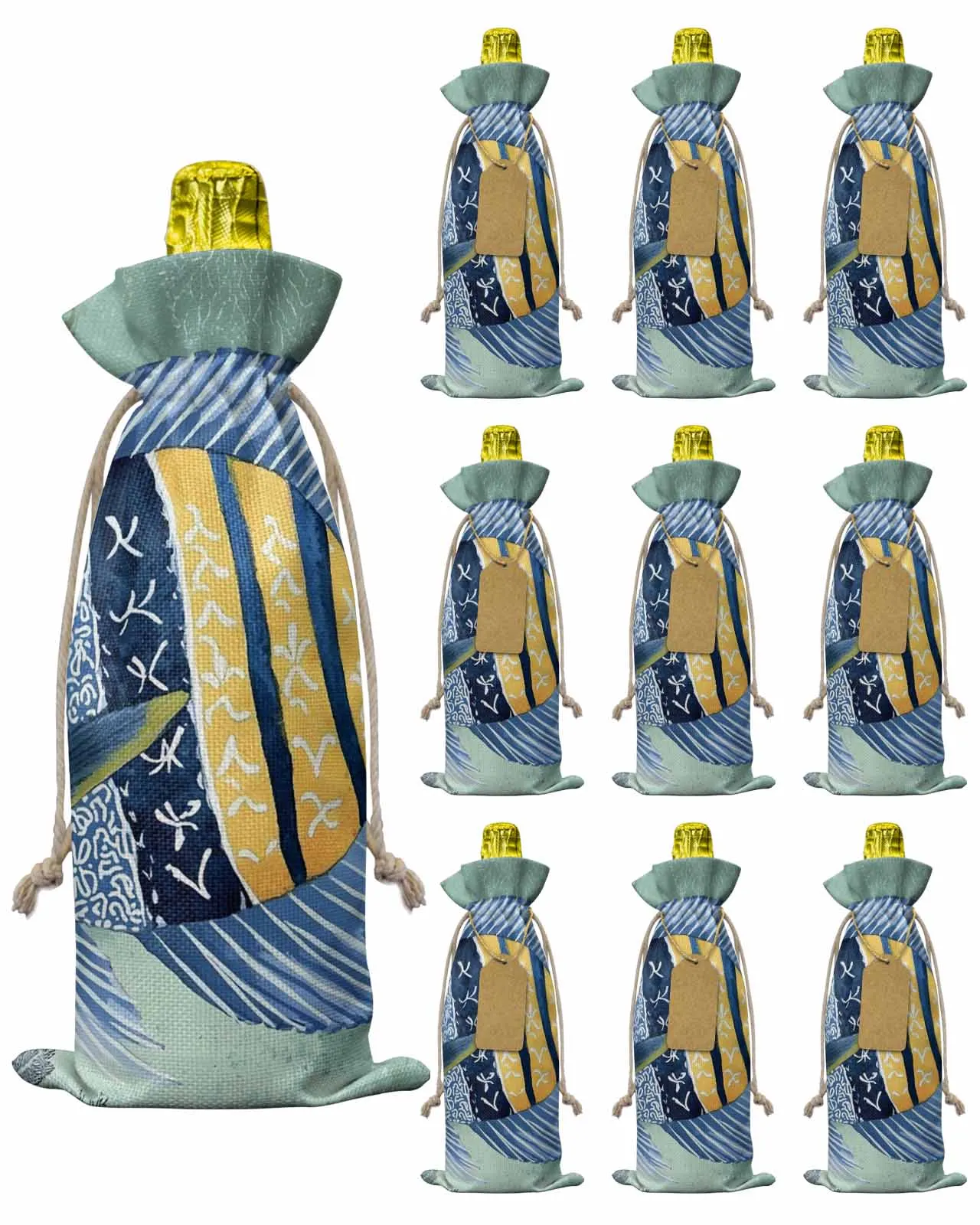 10pcs Wine Bottle Covers Green Background Watercolor Fish Wine Holder Carrier Packaging Bag Wedding Party Decor Gift
10pcs Wine Bottle Covers Green Background Watercolor Fish Wine Holder Carrier Packaging Bag Wedding Party Decor Gift